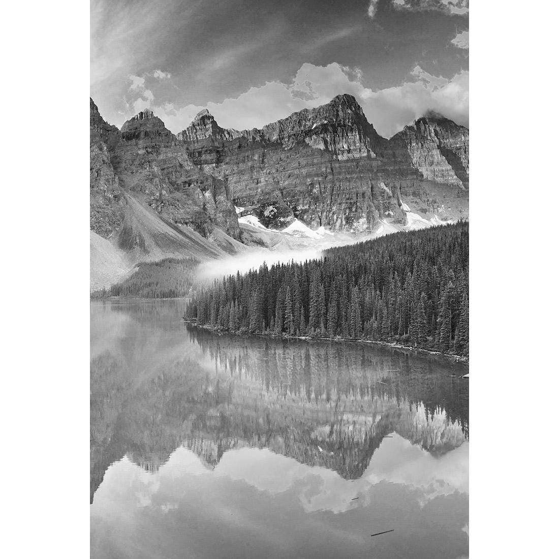 Canadian Lake Reflection, Black and White (Portrait)