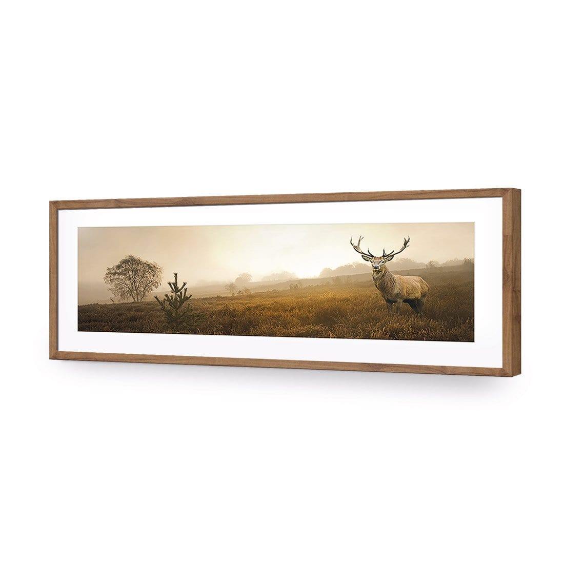 Morning Stag (Long) | Classic Acrylic | Flat Frame With Border | Natural
