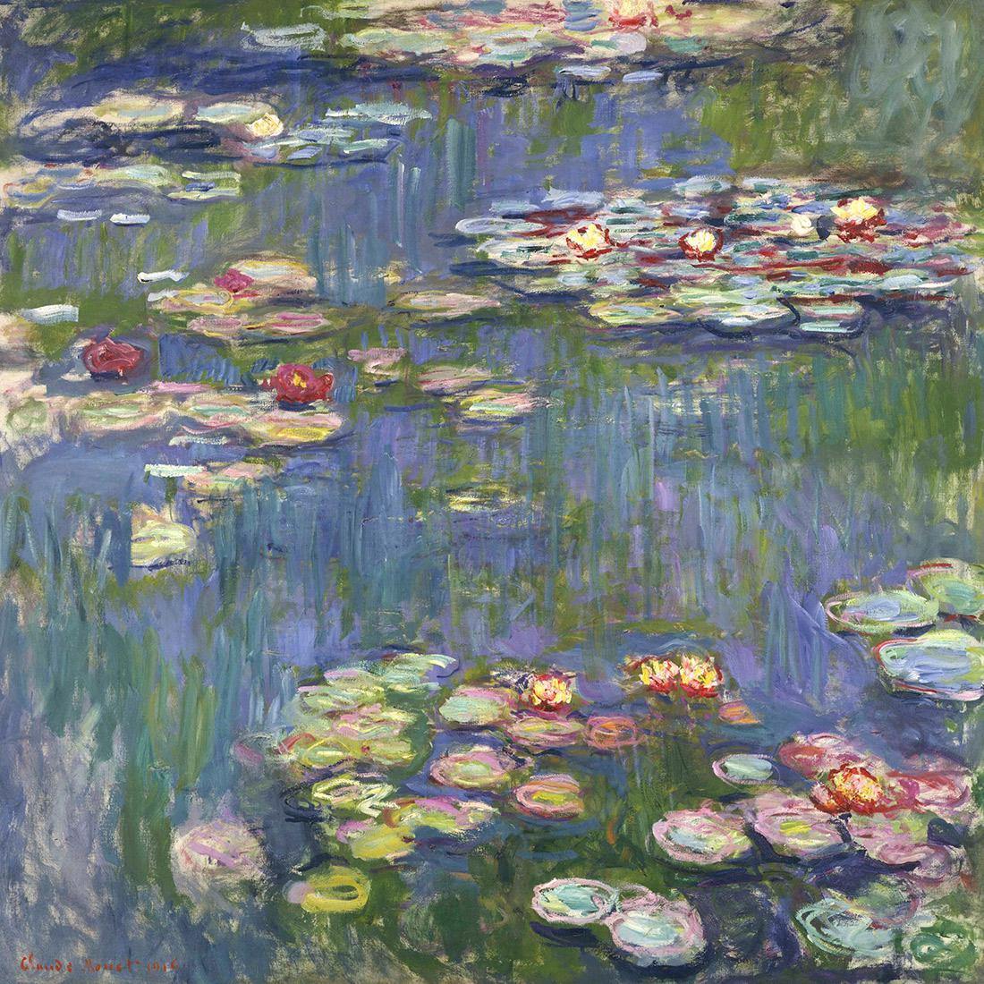 Red Water Lilies By Monet