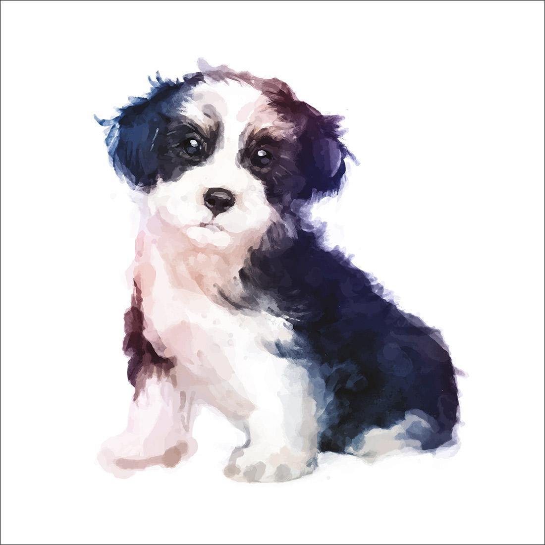 Watercolour Pup Black