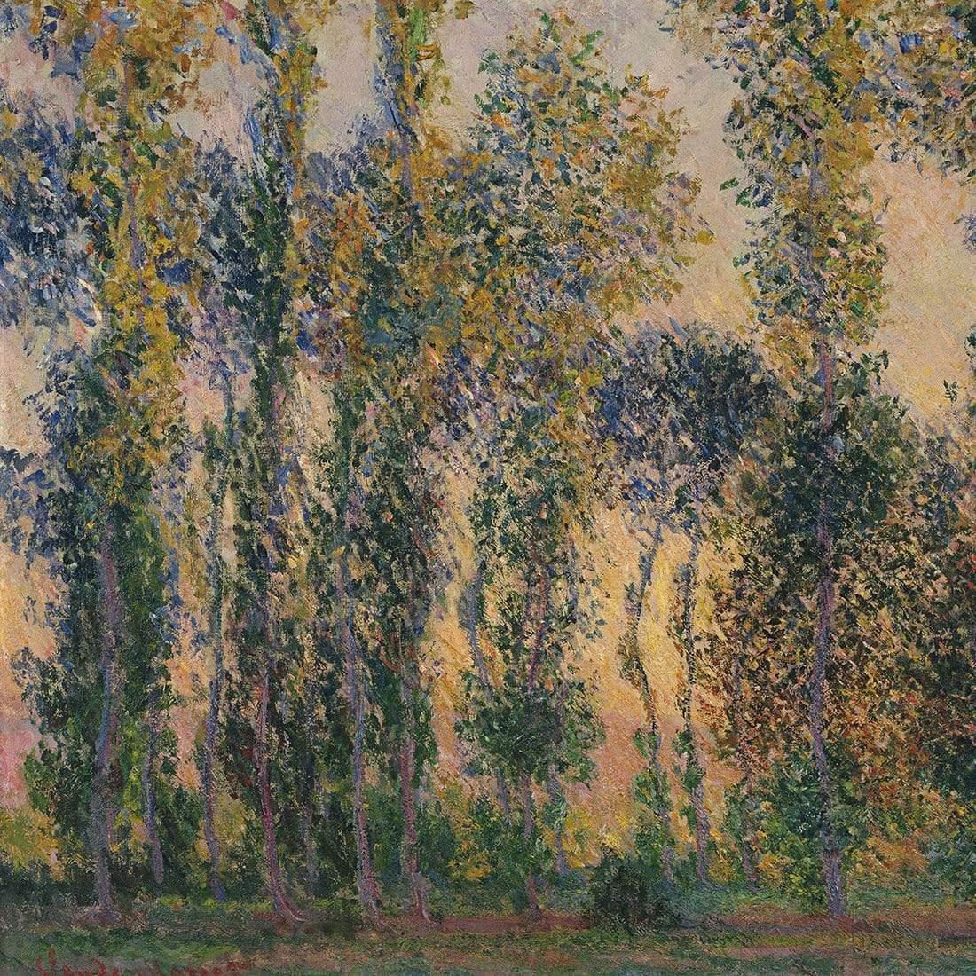 Poplars At Giverny Sunrise by Monet