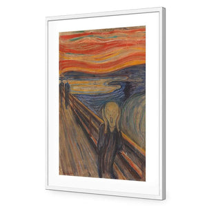 The Scream by Edvard Munch | Classic Acrylic | Flat Frame With Border | White