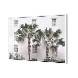 Palm Hotel | Classic Canvas | Floating Frame | White