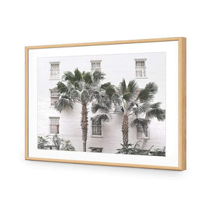 Palm Hotel | Classic Acrylic | Flat Frame With Border | Oak