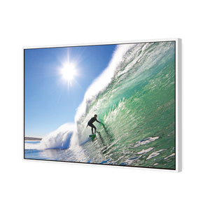 Surfer in the Sun, Rectangle | Classic Canvas | Floating Frame | White