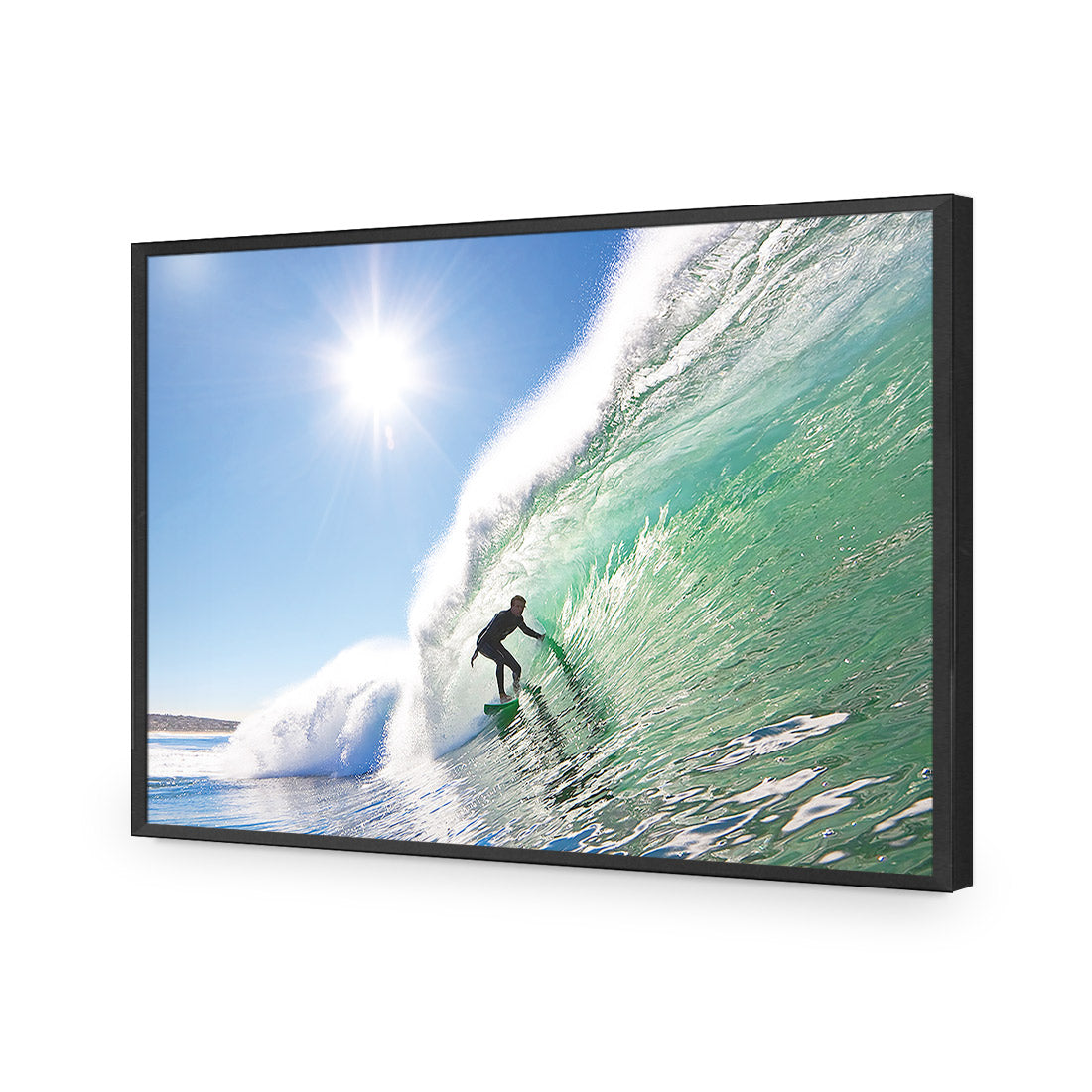 Surfer in the Sun, Rectangle | Classic Acrylic | Flat Frame No Border | Black