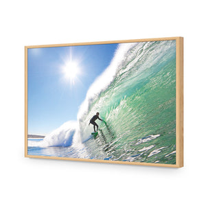 Surfer in the Sun, Rectangle | Classic Acrylic | Flat Frame No Border | Oak