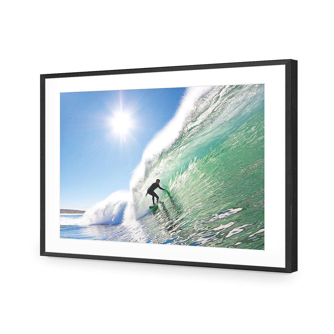Surfer in the Sun, Rectangle | Classic Acrylic | Flat Frame With Border | Black