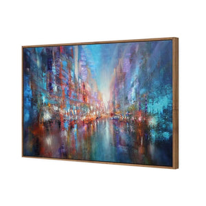 City of Blue by Annette Schmucker | Classic Canvas | Floating Frame | Natural