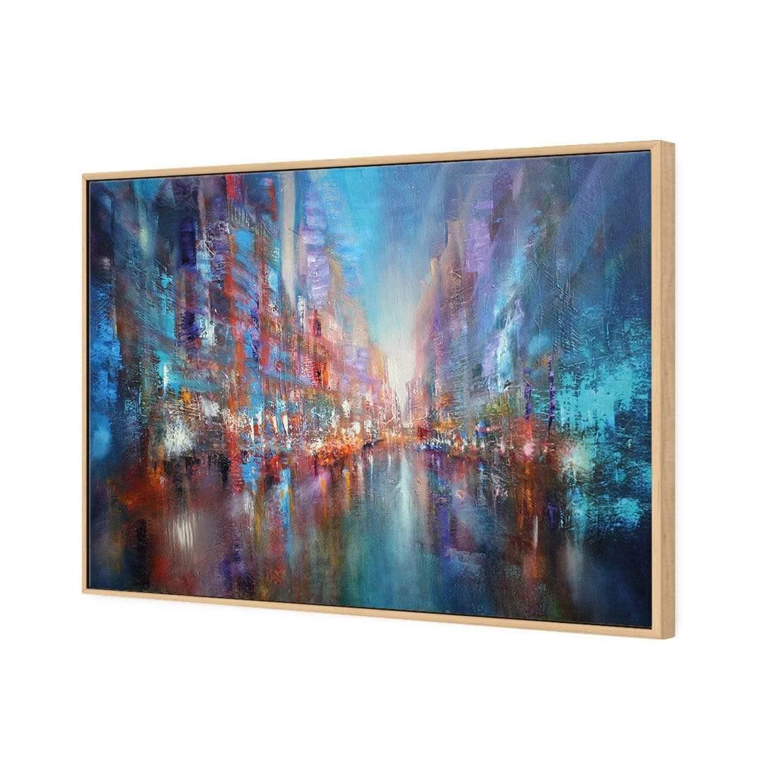 City of Blue by Annette Schmucker | Classic Canvas | Floating Frame | Oak