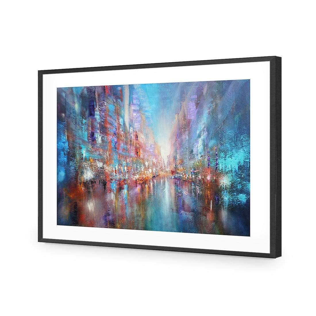 City of Blue by Annette Schmucker | Classic Acrylic | Flat Frame With Border | Black