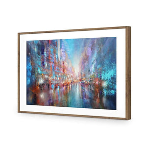 City of Blue by Annette Schmucker | Classic Acrylic | Flat Frame With Border | Natural