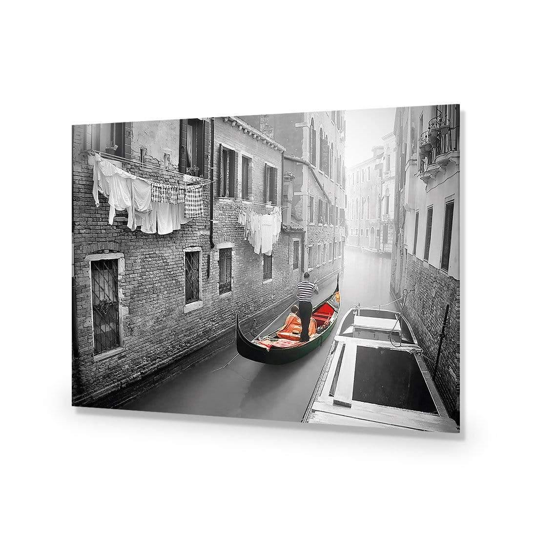 Venice Canal Boat Black & White with Red By Ben Heine