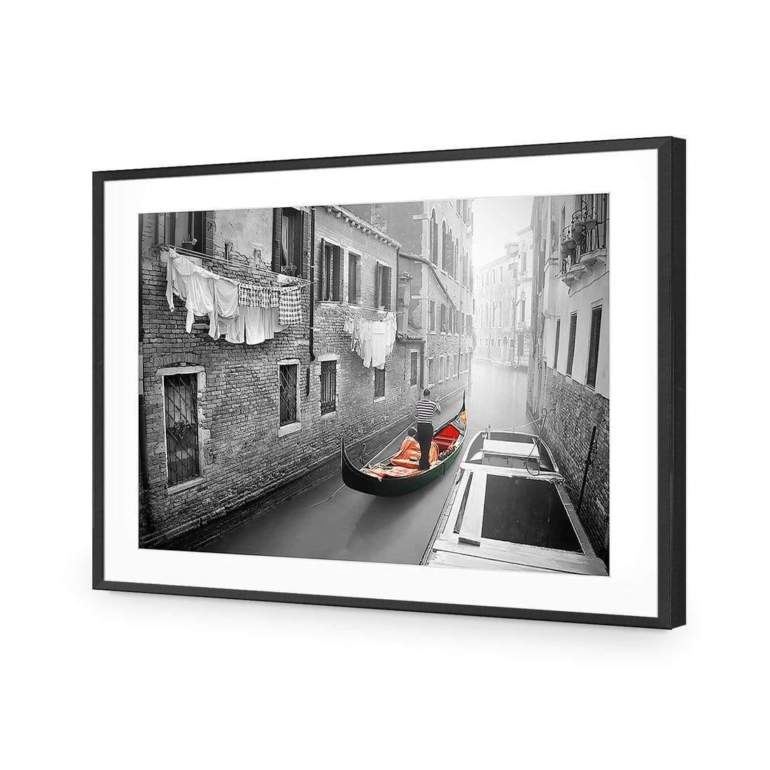 Venice Canal Boat Black & White with Red By Ben Heine