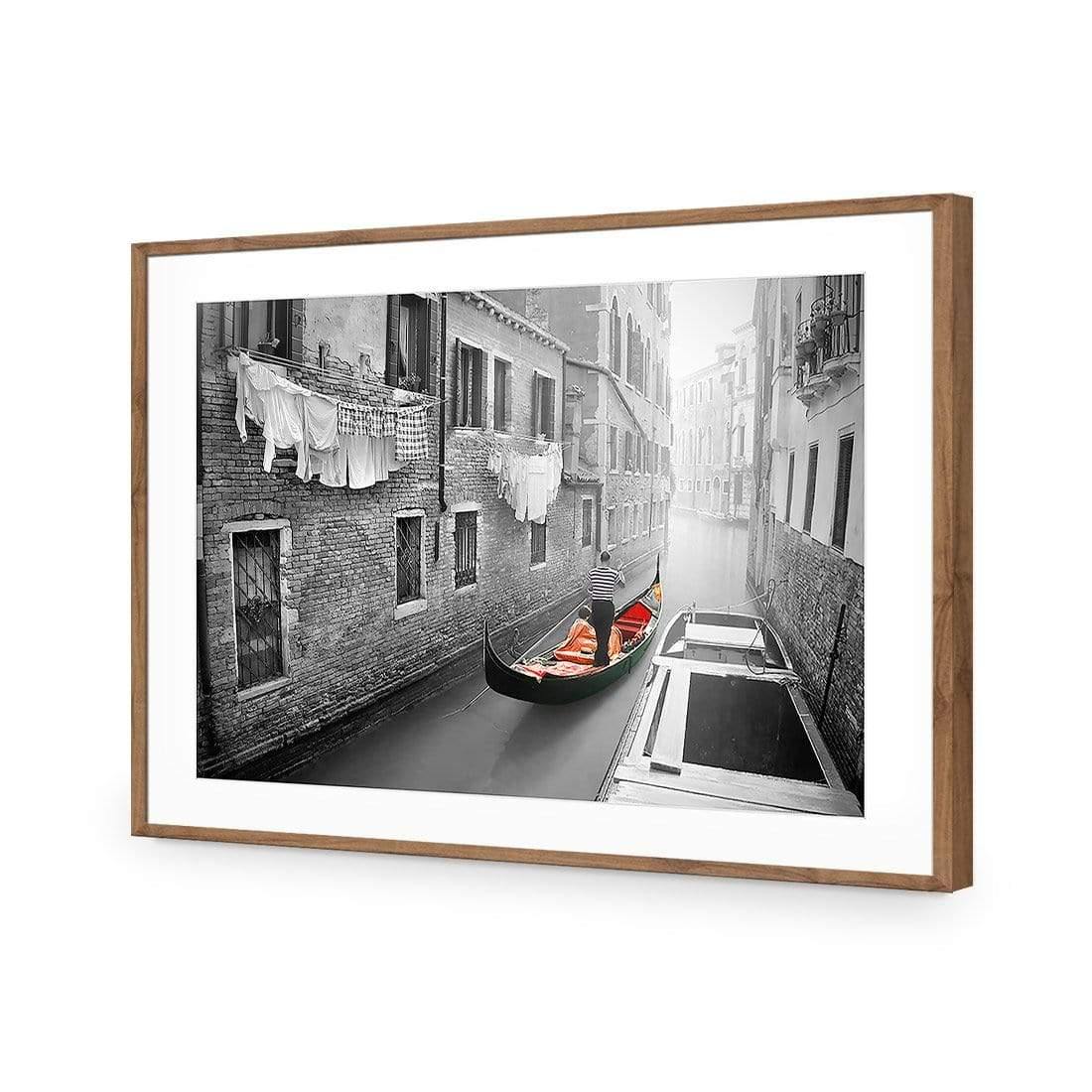 Venice Canal Boat Black & White with Red By Ben Heine