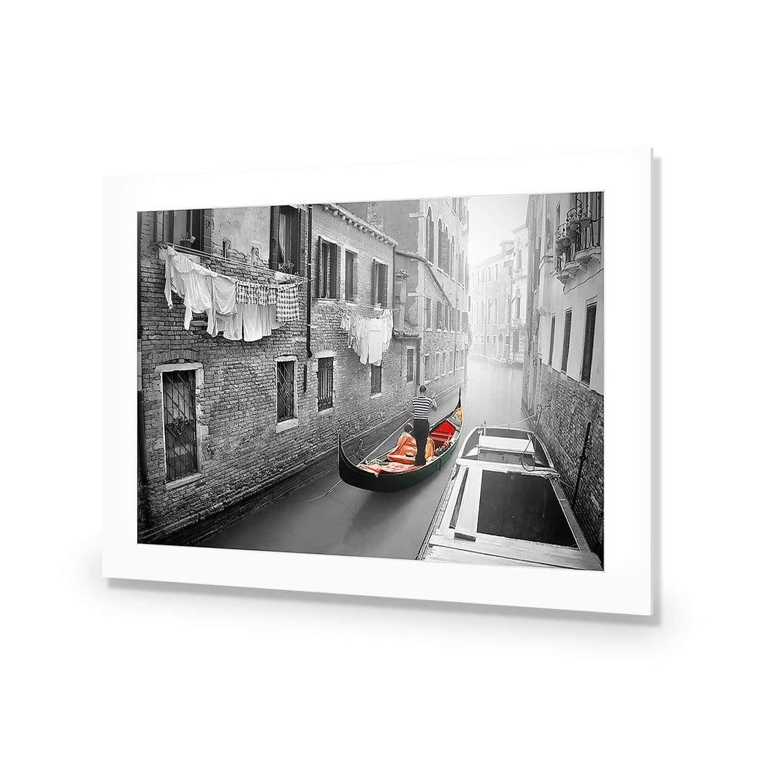 Venice Canal Boat Black & White with Red By Ben Heine