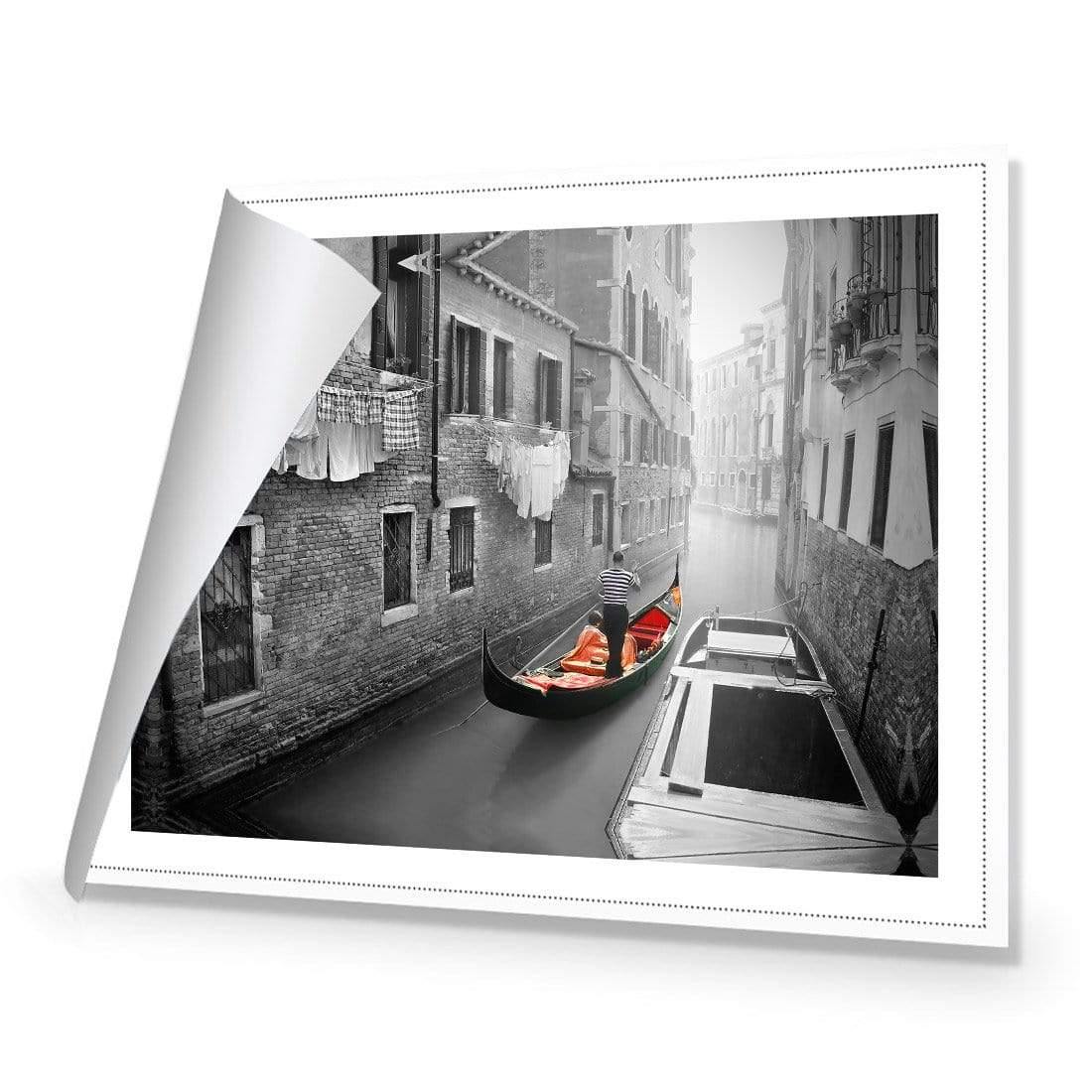 Venice Canal Boat Black & White with Red By Ben Heine