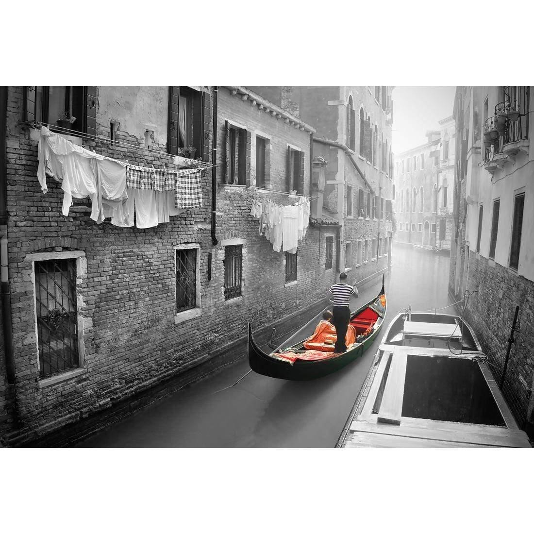 Venice Canal Boat Black & White with Red By Ben Heine