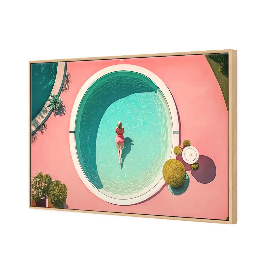 Relaxing Pool 1 | Classic Canvas | Floating Frame | Oak