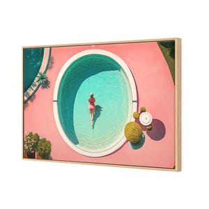 Relaxing Pool 1 | Classic Canvas | Floating Frame | Oak
