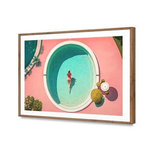 Relaxing Pool 1 | Classic Acrylic | Flat Frame With Border | Natural