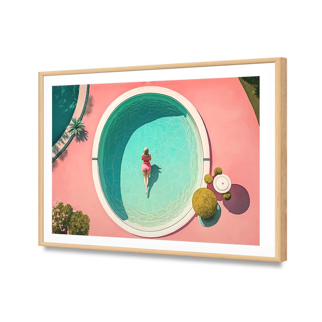 Relaxing Pool 1 | Classic Acrylic | Flat Frame With Border | Oak