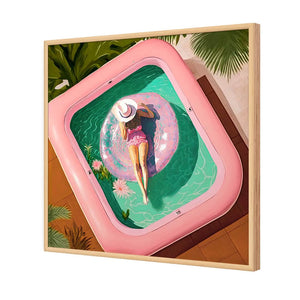 Relaxing Pool 2 | Classic Acrylic | Flat Frame No Border | Oak