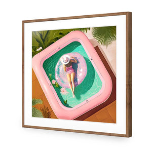 Relaxing Pool 2 | Classic Acrylic | Flat Frame With Border | Natural
