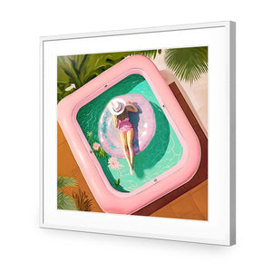 Relaxing Pool 2 | Classic Acrylic | Flat Frame With Border | White