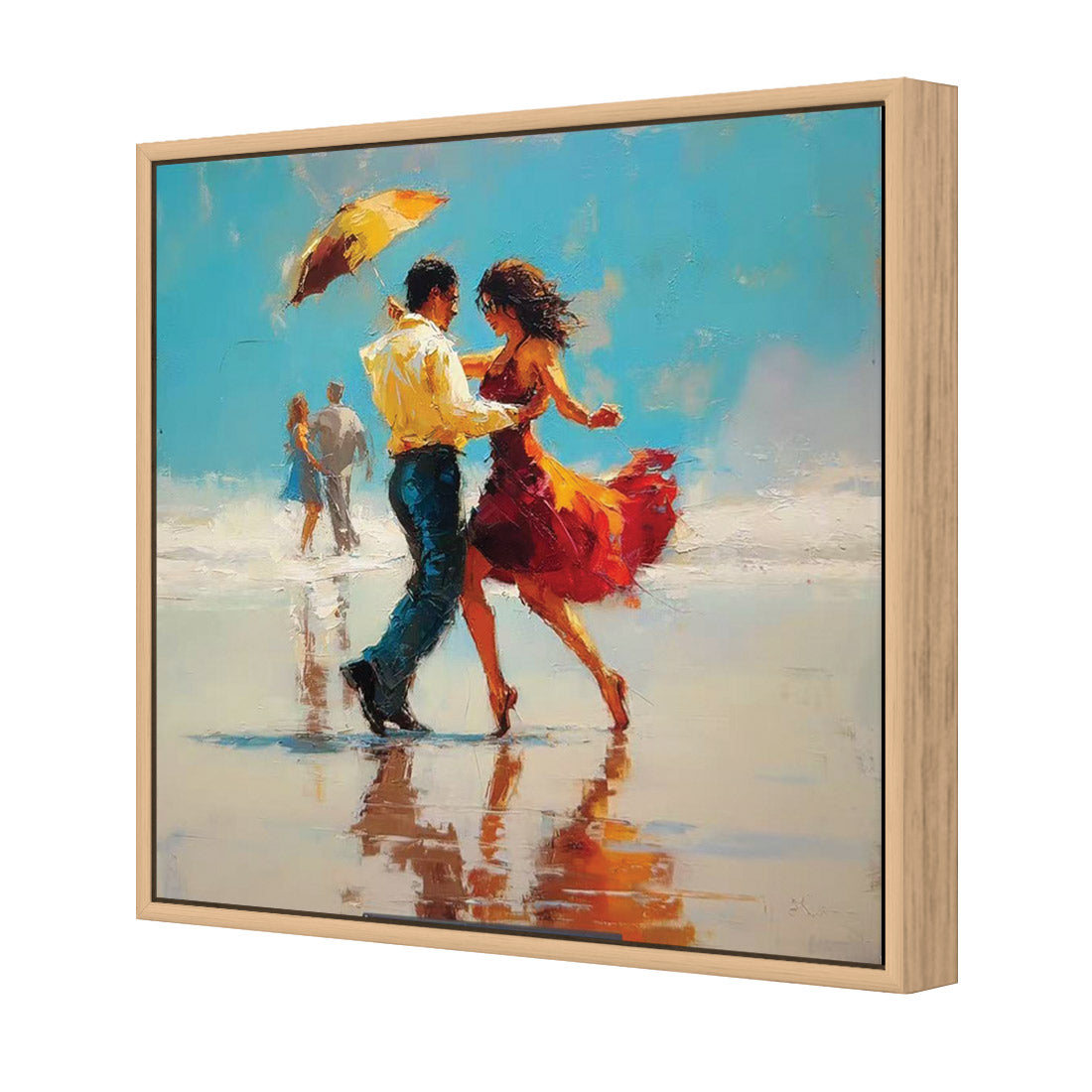 New Dancing On the Beach | Classic Canvas | Floating Frame | Oak