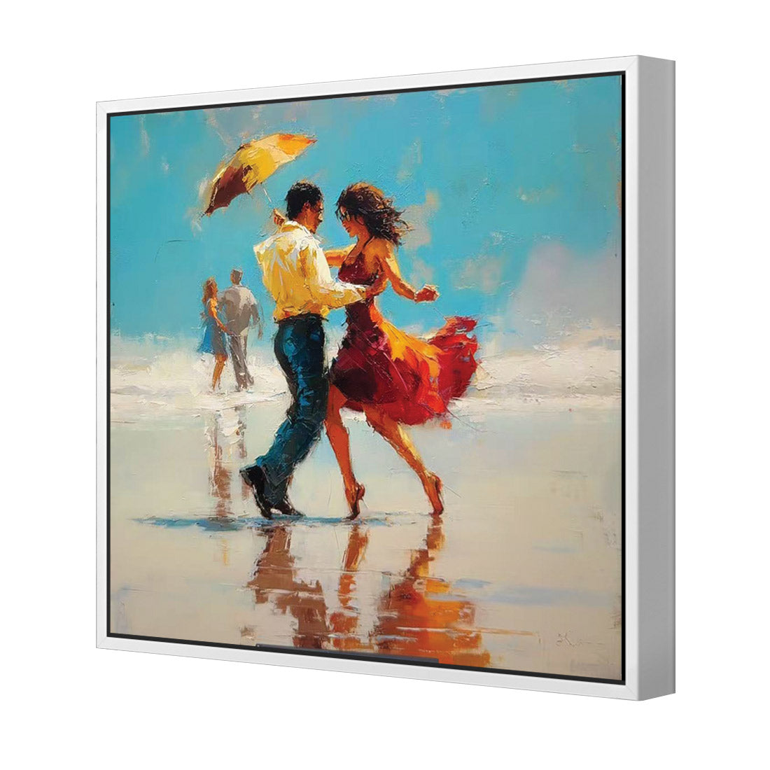 New Dancing On the Beach | Classic Canvas | Floating Frame | White