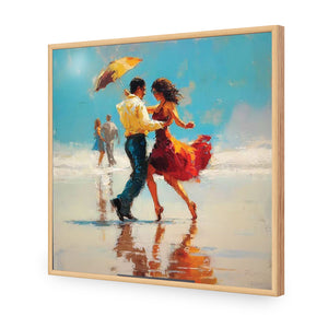 New Dancing On the Beach | Standard Acrylic | Flat Frame No Border | Oak