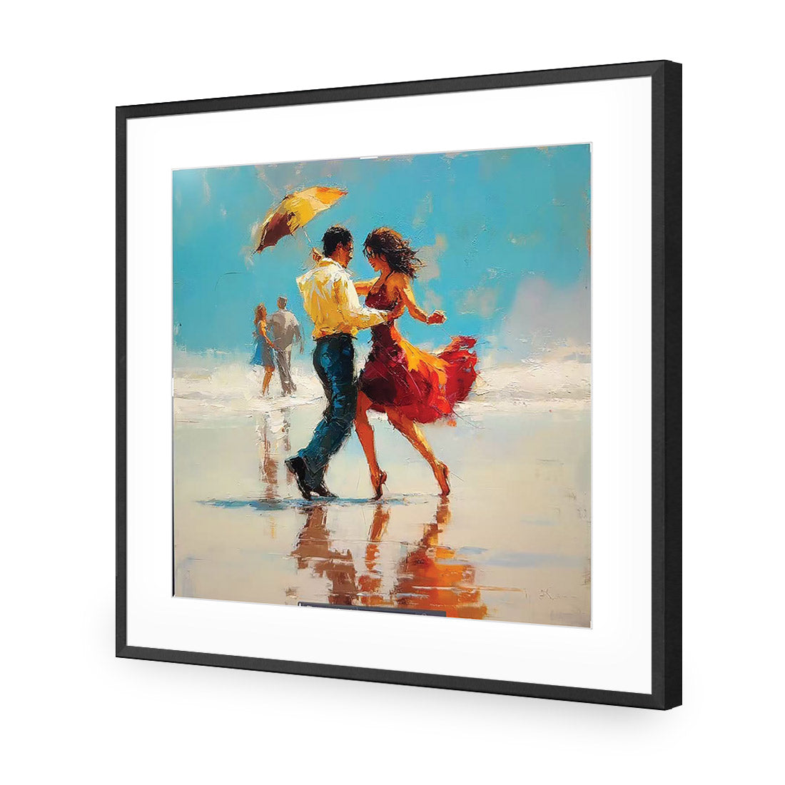 New Dancing On the Beach | Standard Acrylic | Flat Frame With Border | Black