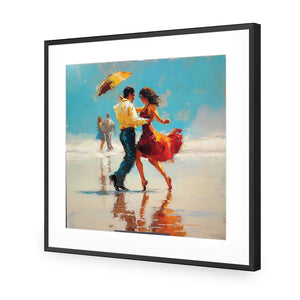 New Dancing On the Beach | Standard Acrylic | Flat Frame With Border | Black