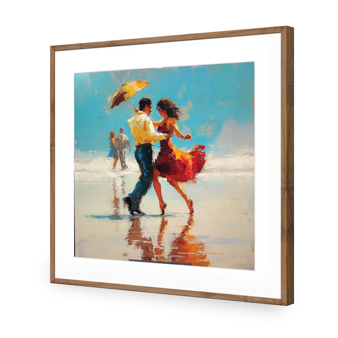 New Dancing On the Beach | Standard Acrylic | Flat Frame With Border | Natural