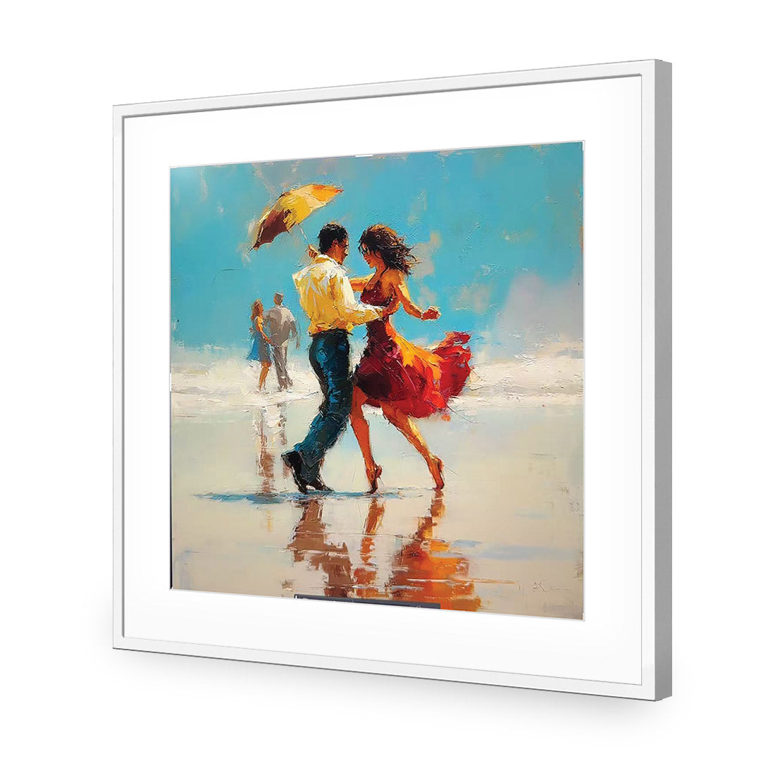 New Dancing On the Beach | Standard Acrylic | Flat Frame With Border | White