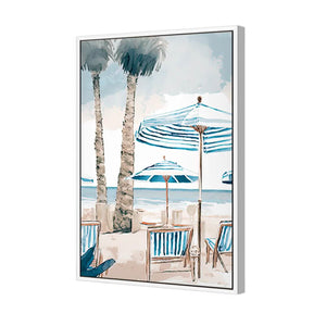 Palm Tree Paradise | Classic Canvas | Floating Frame | White