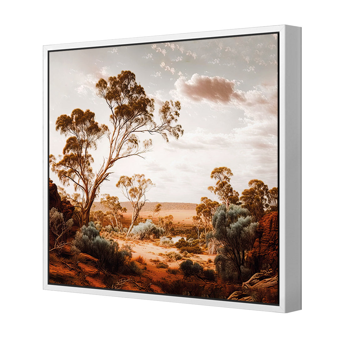 Way Out Back | Classic Canvas | Floating Frame | White