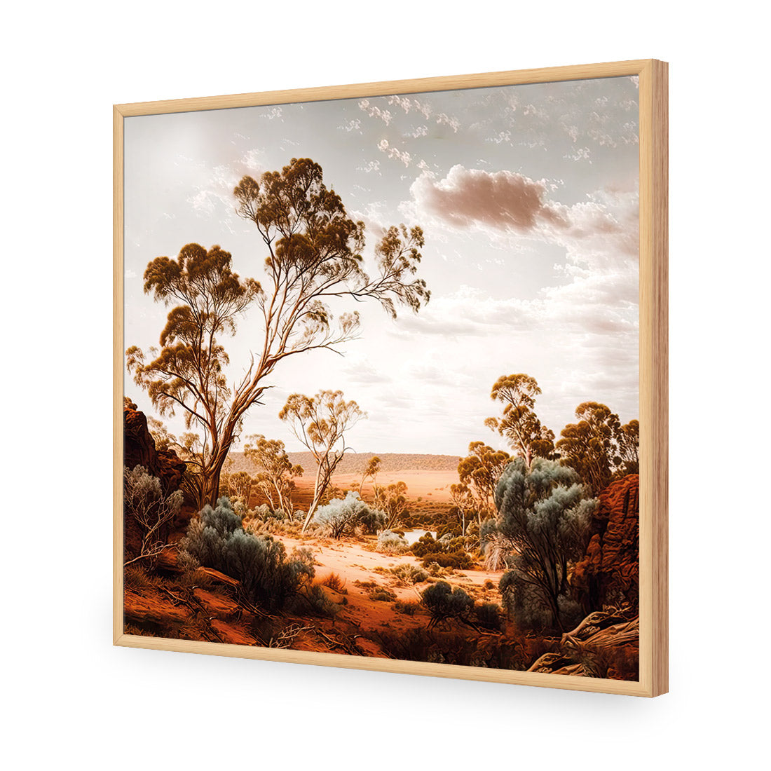 Way Out Back | Classic Acrylic | Flat Frame No Border | Oak