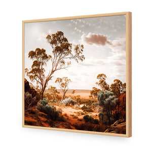 Way Out Back | Classic Acrylic | Flat Frame No Border | Oak