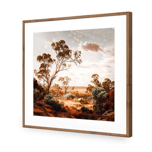 Way Out Back | Classic Acrylic | Flat Frame With Border | Natural