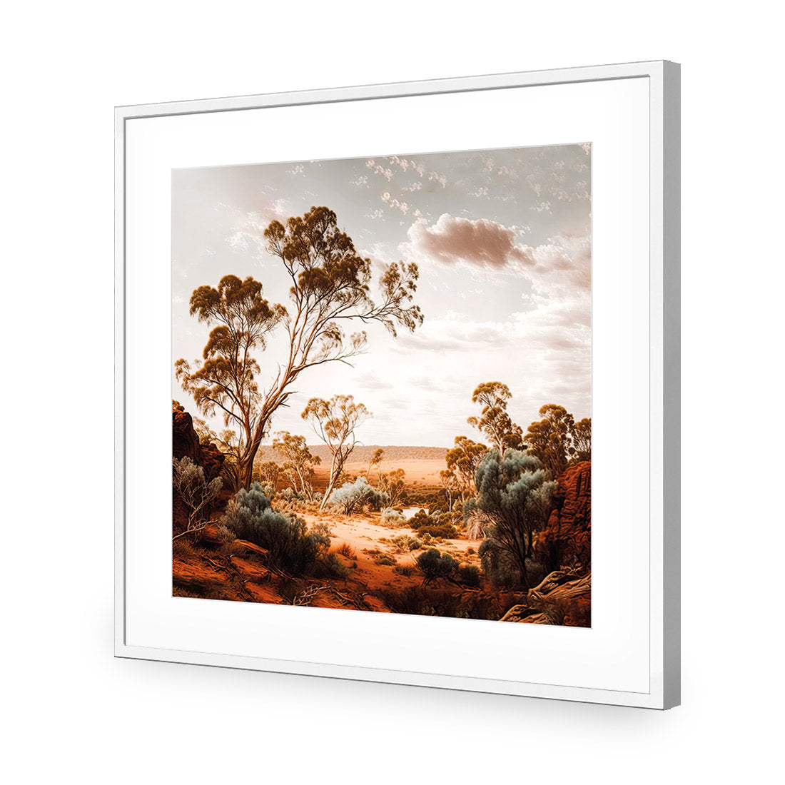 Way Out Back | Classic Acrylic | Flat Frame With Border | White