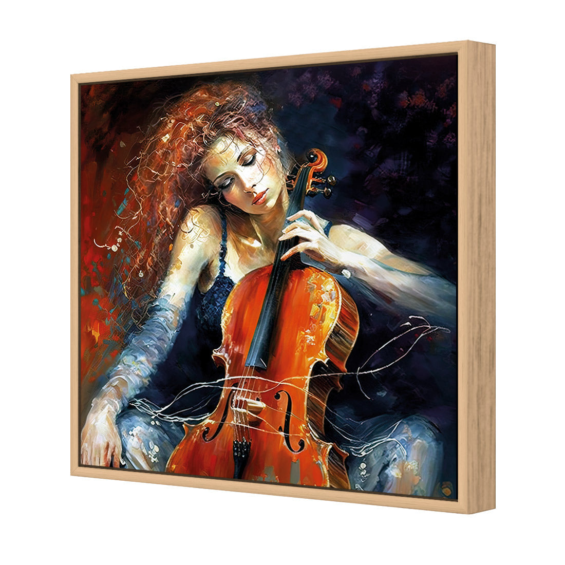 Singing Strings | Classic Canvas | Floating Frame | Oak