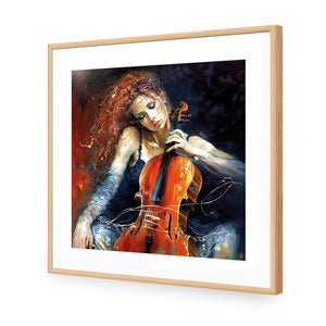 Singing Strings | Classic Acrylic | Flat Frame With Border | Oak