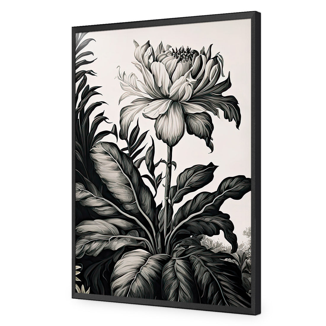 Vintage Floral I | Classic Acrylic | Flat Frame No Border | Black