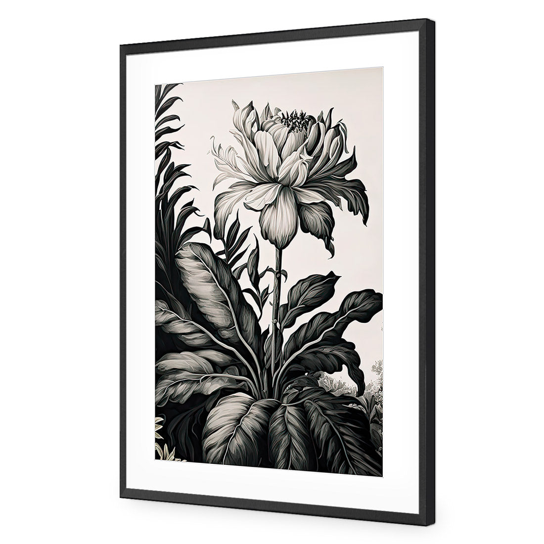 Vintage Floral I | Classic Acrylic | Flat Frame With Border | Black