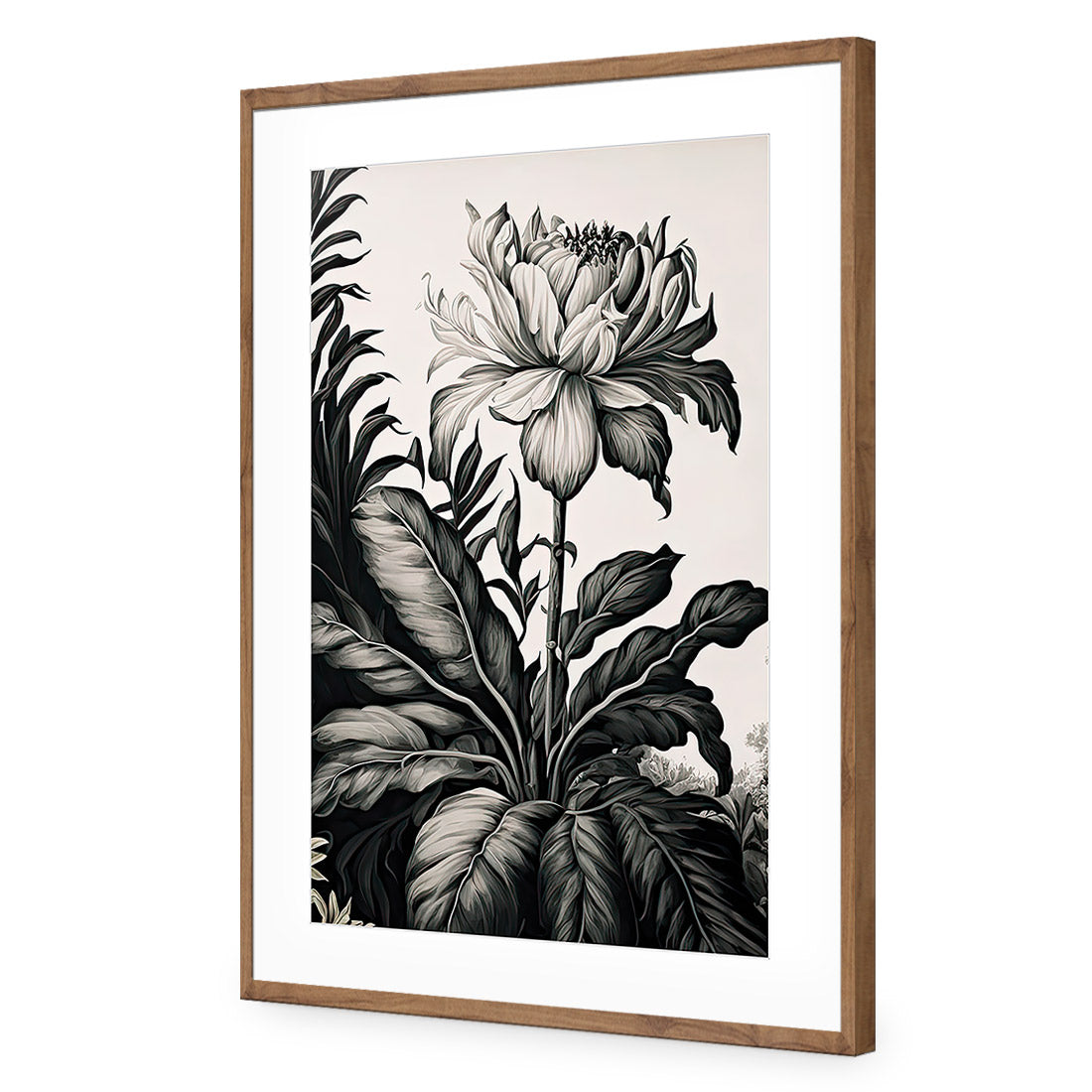 Vintage Floral I | Classic Acrylic | Flat Frame With Border | Natural