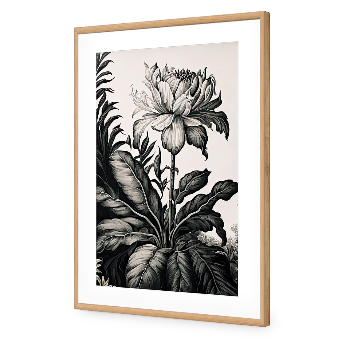 Vintage Floral I | Classic Acrylic | Flat Frame With Border | Oak