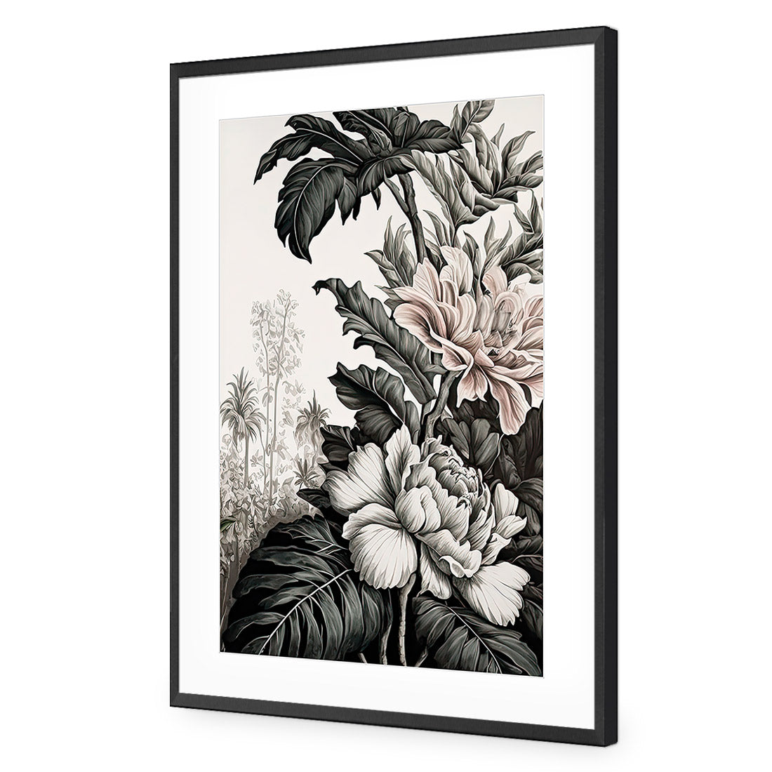 Vintage Floral II | Classic Acrylic | Flat Frame With Border | Black
