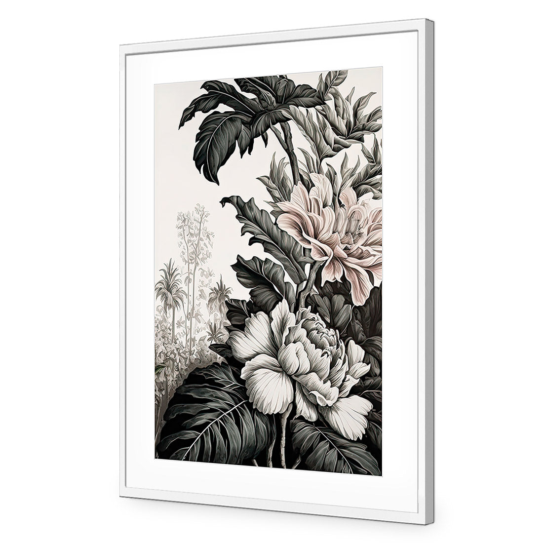 Vintage Floral II | Classic Acrylic | Flat Frame With Border | White